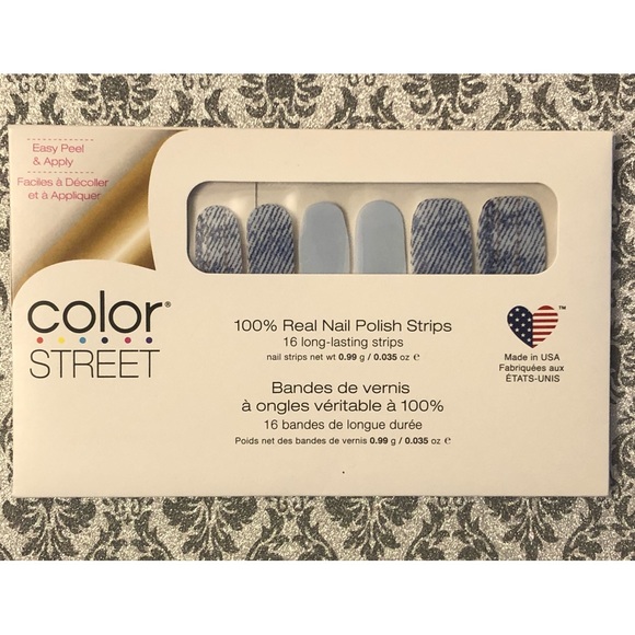 Color Street 16 Nail Strips/Press-on Nail Art in “Blue Jean Baby” - Picture 1 of 4